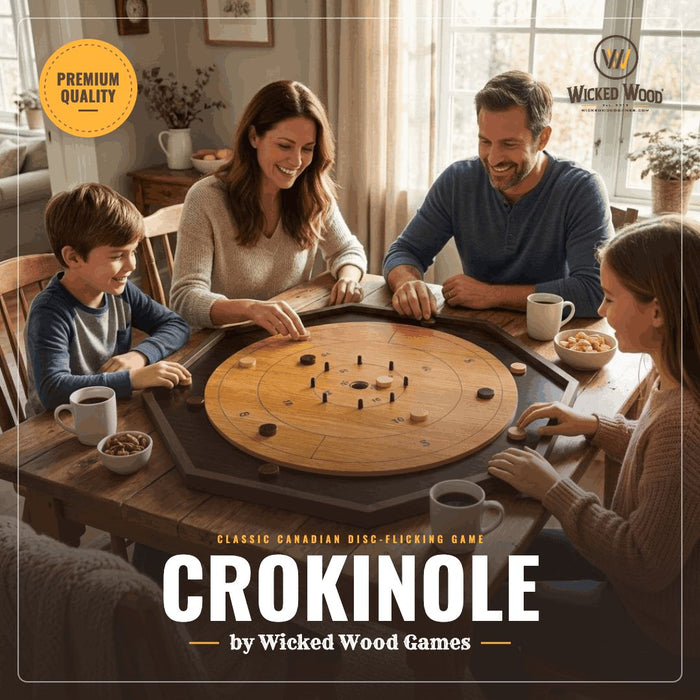 Officiële Crokinole Set - Wicked Wood Games - Toernooi Versie Crokinole Wicked Wood Games